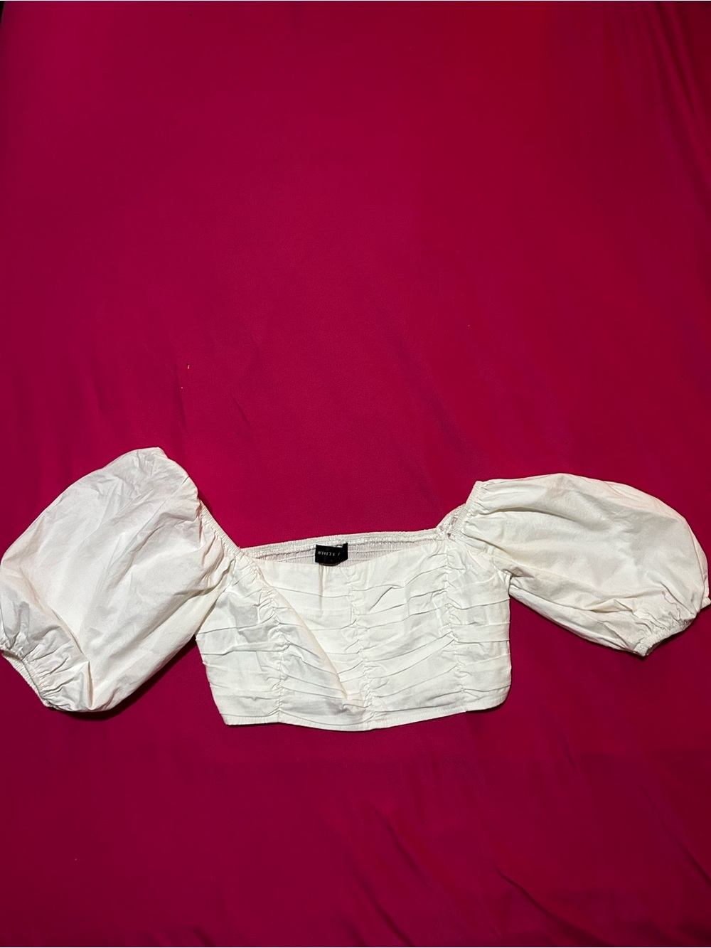 White Fox Boutique White Puff Sleeve Cropped Top
